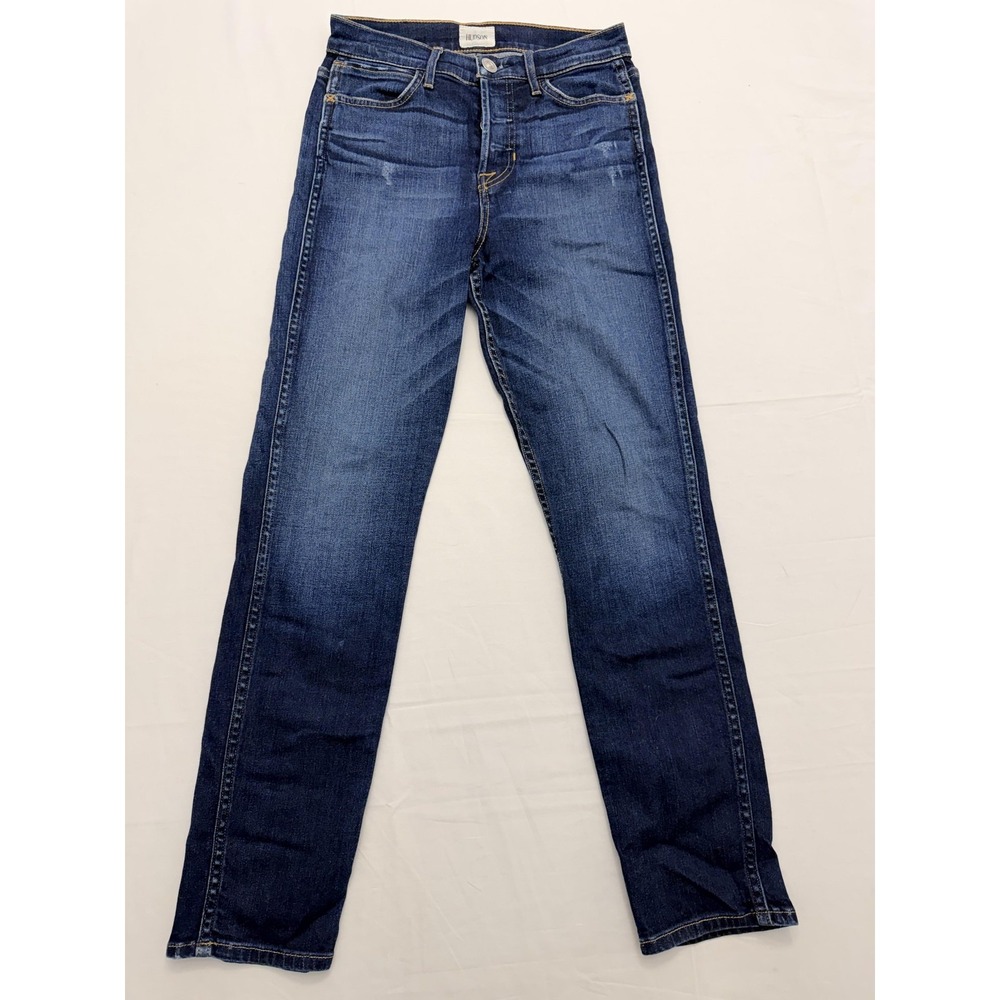 Hudson Straight Jeans Womens 25 Blue Wash Mid Rise Slim Stretch 26x29.5 Denim